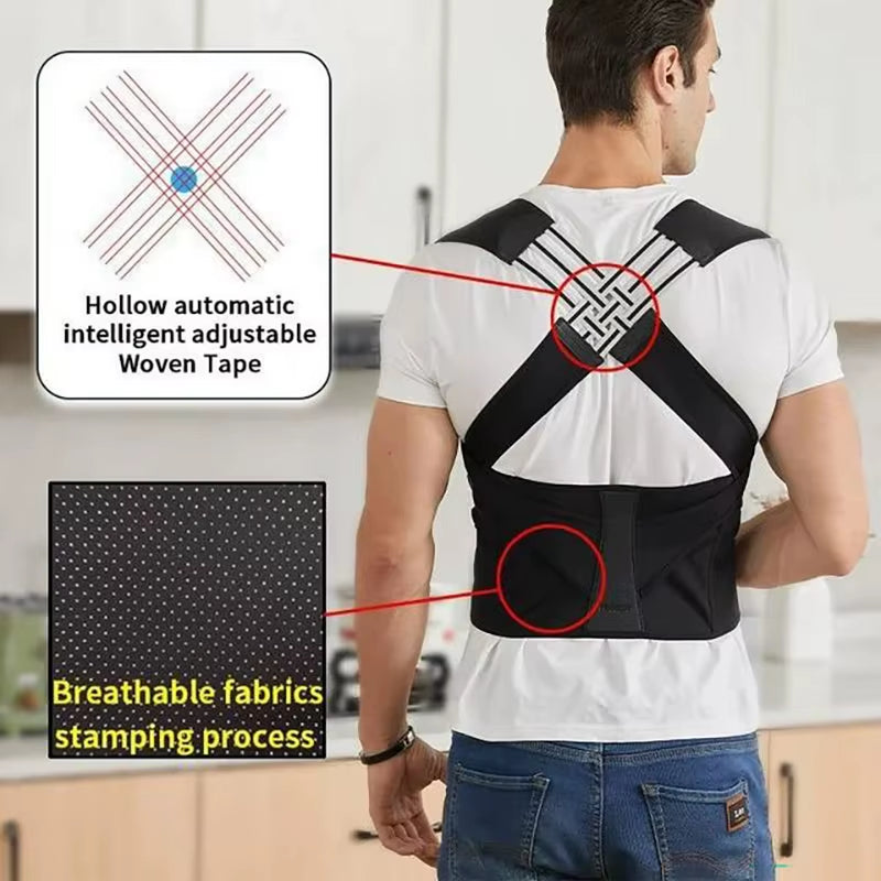 Posture Back Brace Adjustable Back Support Strap to Prevent Spinal Distortion and Hunchback Suitable for Men and Women